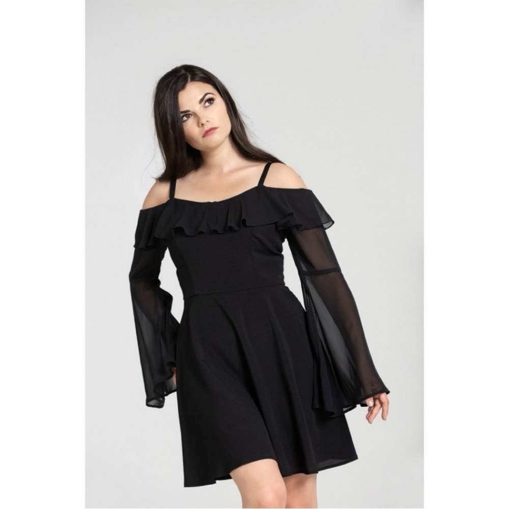 Hell Bunny Black Long Sleeve Goth Dress XS